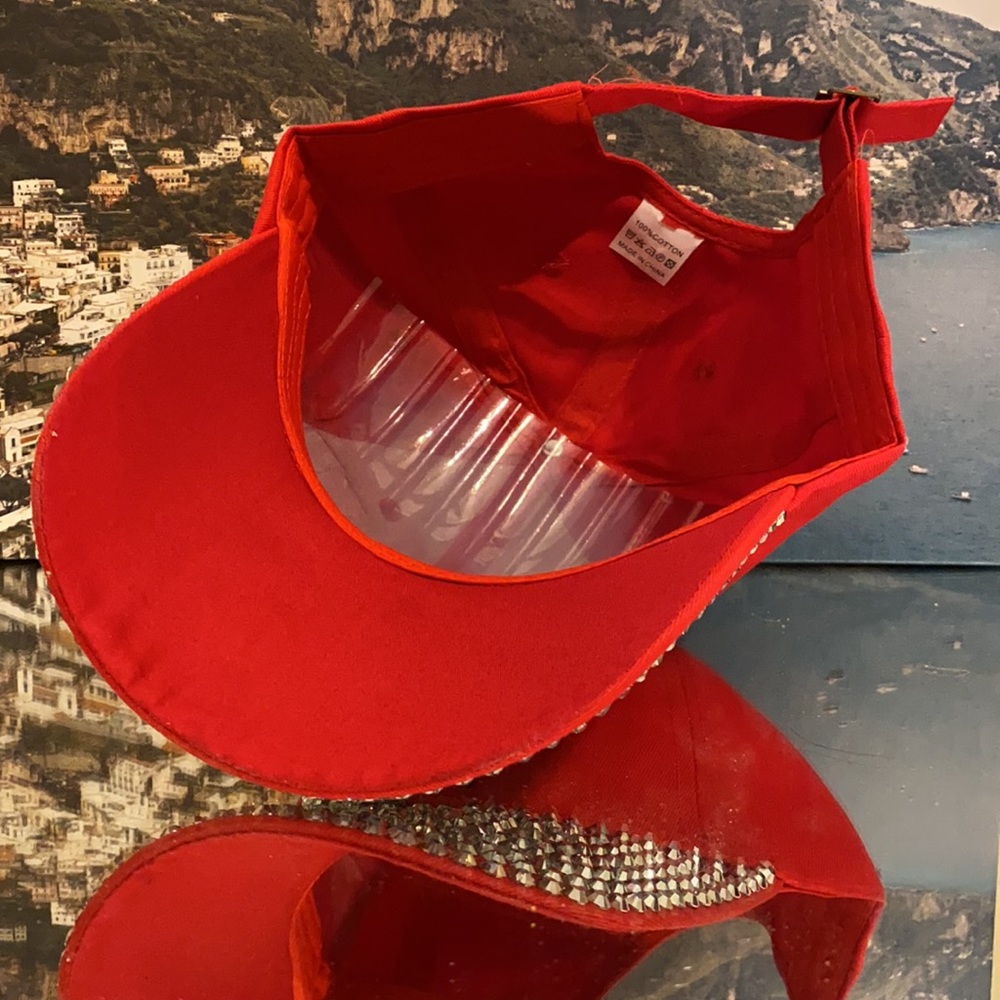 Red Rhinestone Cross Hat - Picture 4 of 4